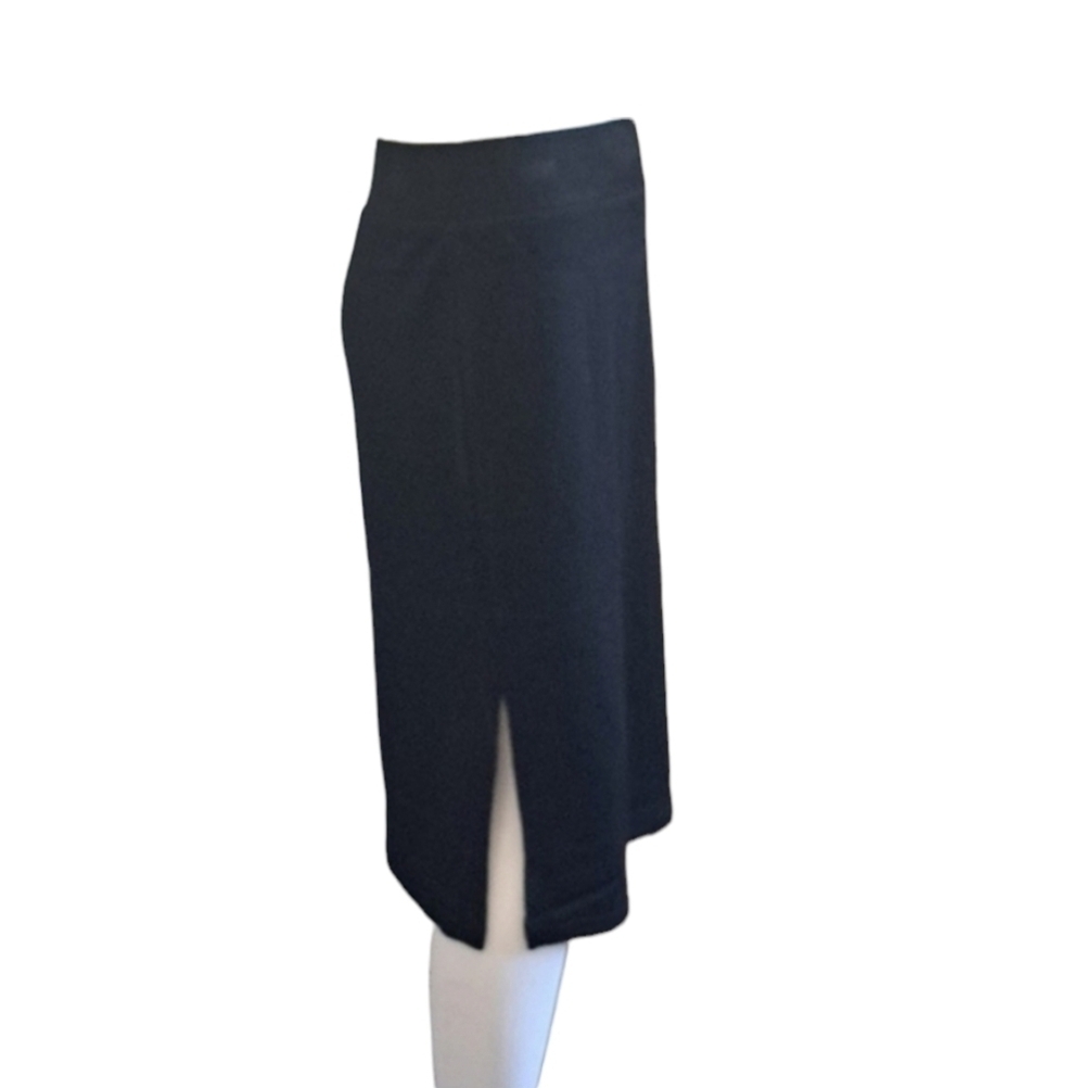 Time And Tru  Ribbed Black Midi Skirt Semi-Fitted Size Small Thru 2X - Picture 13 of 17